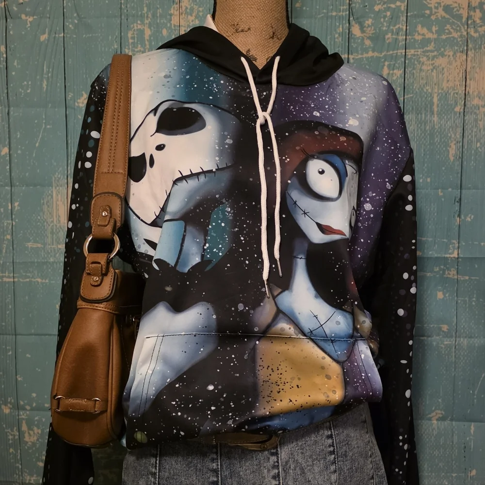 Nightmare Before Christmas Jack and Sally hoodie,‎ lightweight